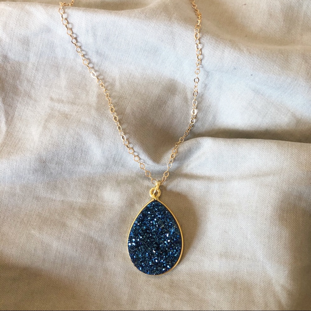 Blue Pear Shaped Druzy Necklace